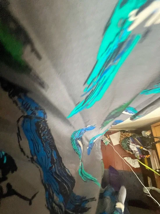 Boden Gray Tunic Dress with Blue & Green Peacock Print - Picture 4 of 6